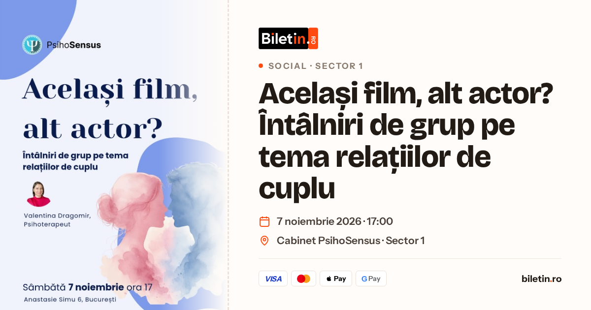 Același film, alt actor? Întâlniri de grup pe tema relațiilor de cuplu