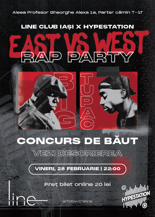 Poster EAST VS WEST RAP PARTY LINE CLUB