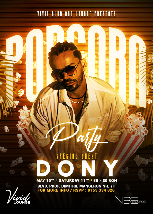 Poster POPCORN PARTY | SPECIAL GUEST DONY