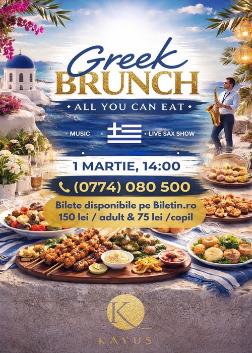 GREEK BRUNCH "ALL YOU CAN EAT" with LIVE SAX @ Kayus Lounge Brasov