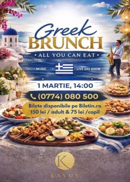 GREEK BRUNCH "ALL YOU CAN EAT" with LIVE SAX @ Kayus Lounge Brasov